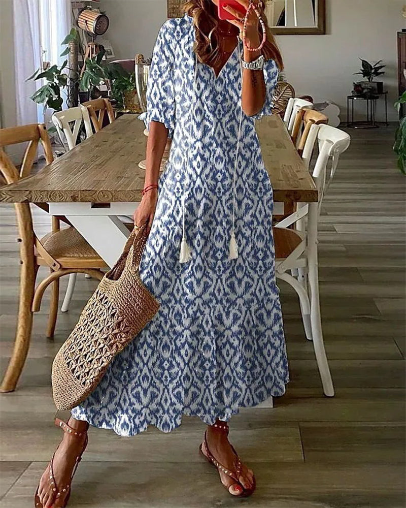 Sophie - Boho Vintage V-Neck Summer Dress