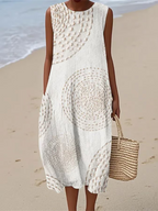 Maria - Soft Embroidered Sleeveless Midi Dress