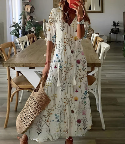 Sophie - Boho Vintage V-Neck Summer Dress