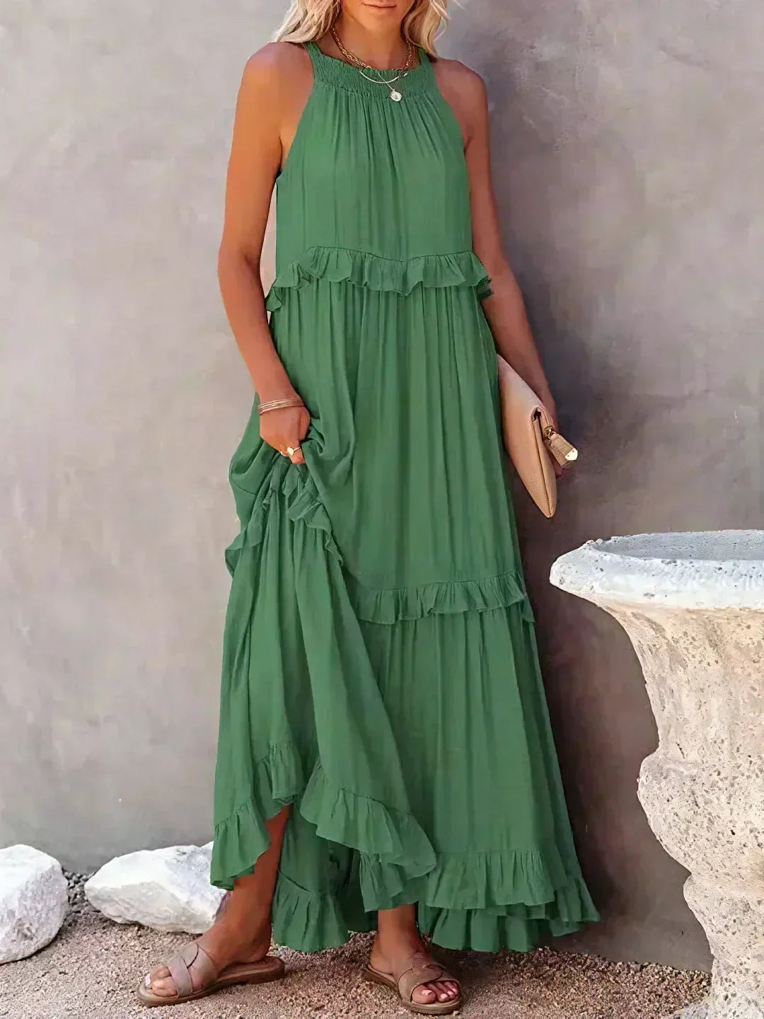 Lana - Chic Ruffle Trim Sleeveless Dress