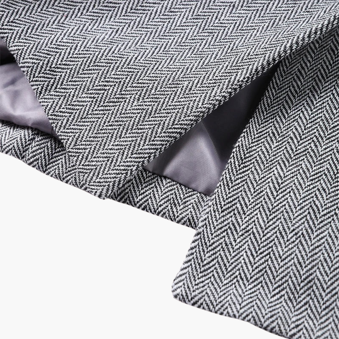 Ivonna - Elegant Fishbone Pattern 3-Piece Suit