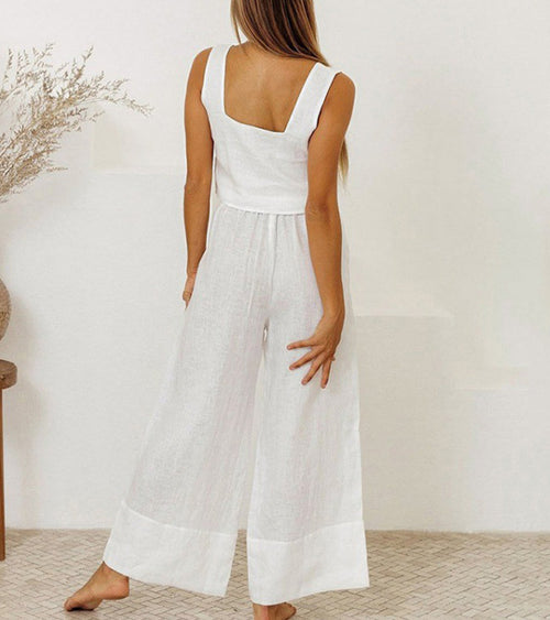 Medalin™ - Minimalist Top and Wide-Leg Pants Set