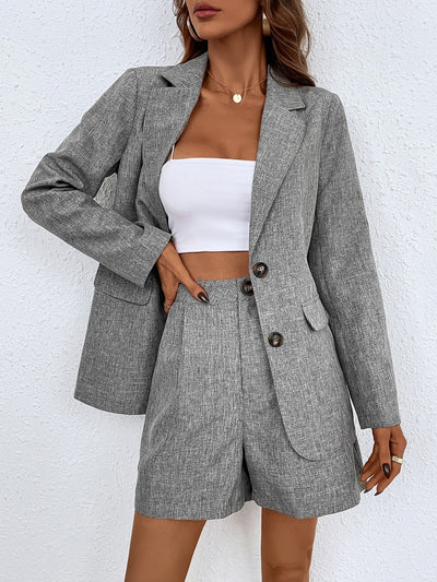 Emma - Women’s 2-Piece Linen Suit Shorts Set