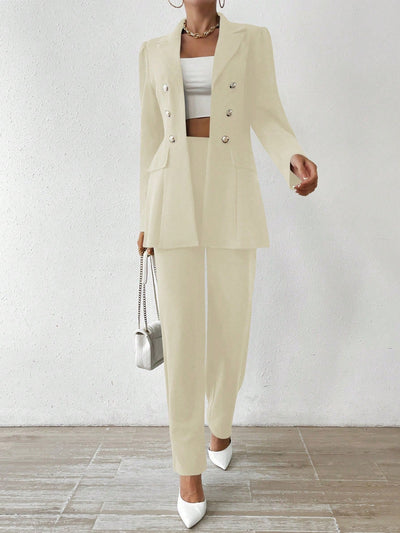 Tanisha - Women’s Notched Collar Button-Down Jacket & Trousers Set