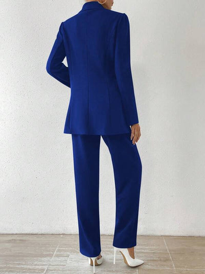 Tanisha - Women’s Notched Collar Button-Down Jacket & Trousers Set