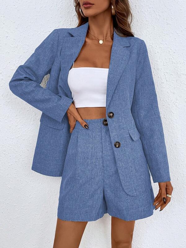 Emma - Women’s 2-Piece Linen Suit Shorts Set