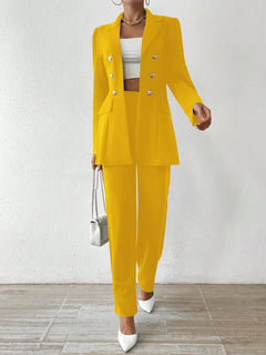 Tanisha - Women’s Notched Collar Button-Down Jacket & Trousers Set