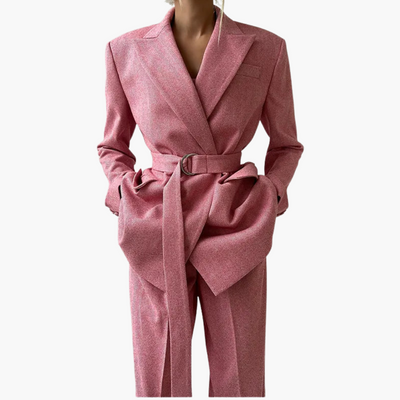 Ivonna - Elegant Fishbone Pattern 3-Piece Suit