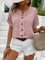 Anisa - V-Neck Casual Button T-Shirt
