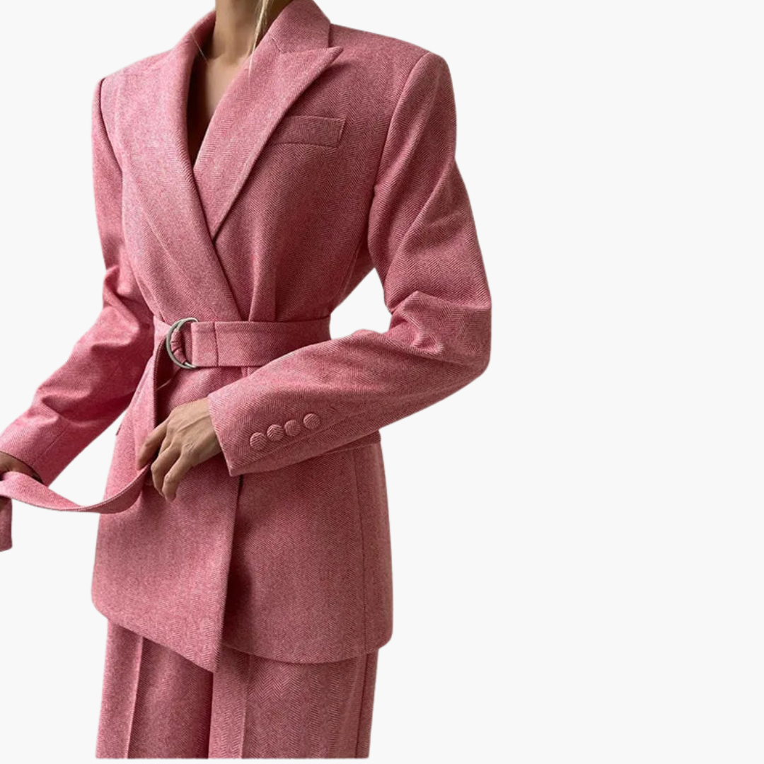 Ivonna - Elegant Fishbone Pattern 3-Piece Suit