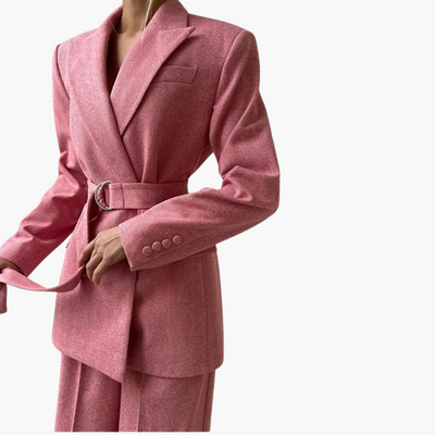 Ivonna - Elegant Fishbone Pattern 3-Piece Suit