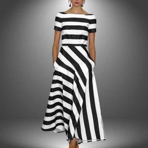 Nadia - Long Stripe Dress, Handmade