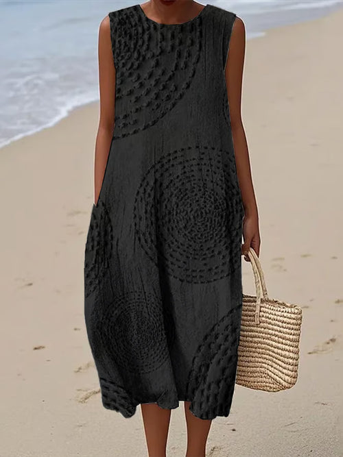 Maria - Soft Embroidered Sleeveless Midi Dress