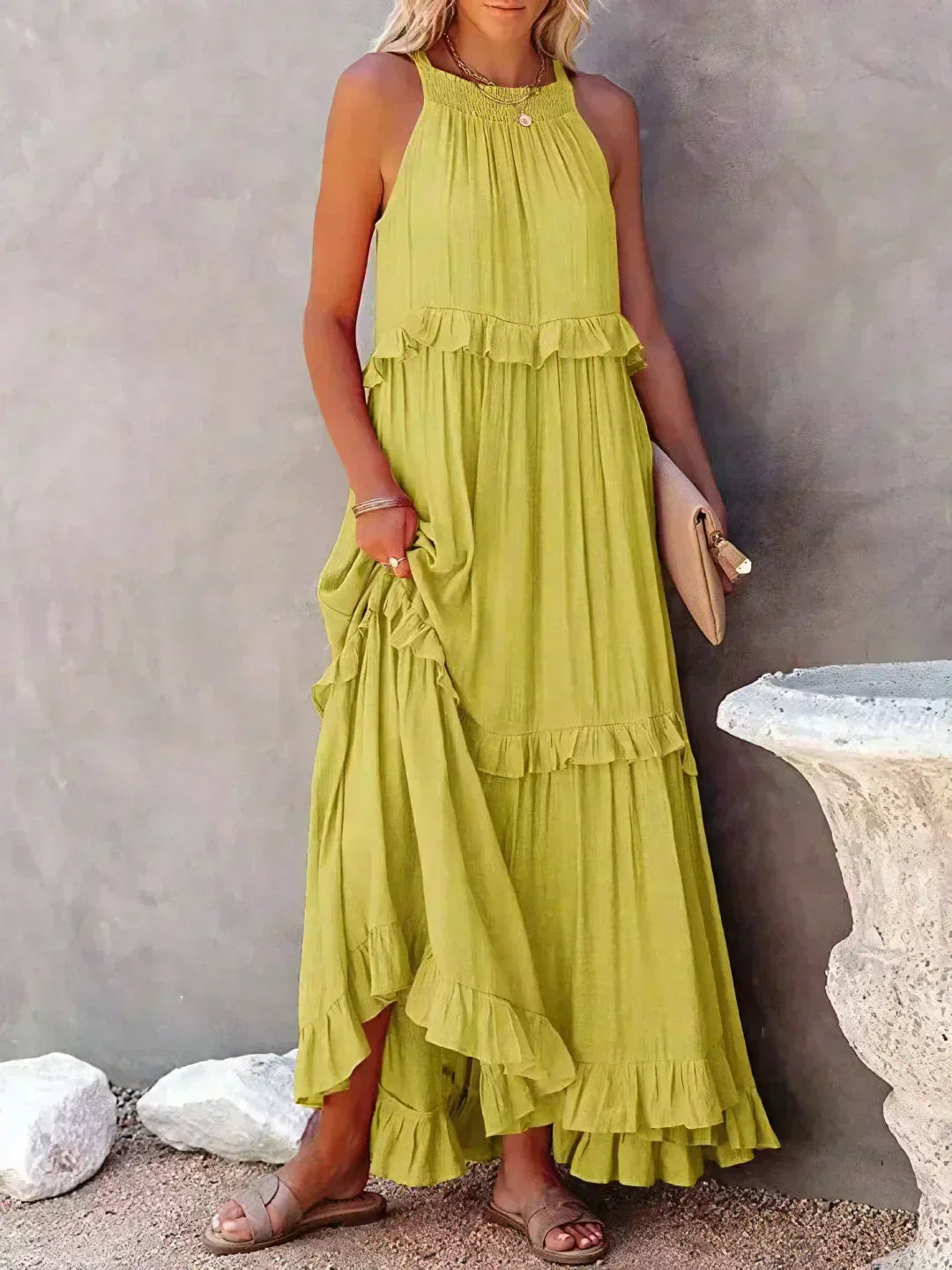 Lana - Chic Ruffle Trim Sleeveless Dress