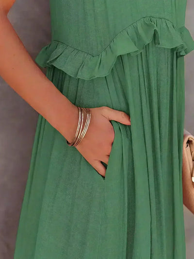 Lana - Chic Ruffle Trim Sleeveless Dress