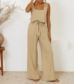 Medalin™ - Minimalist Top and Wide-Leg Pants Set