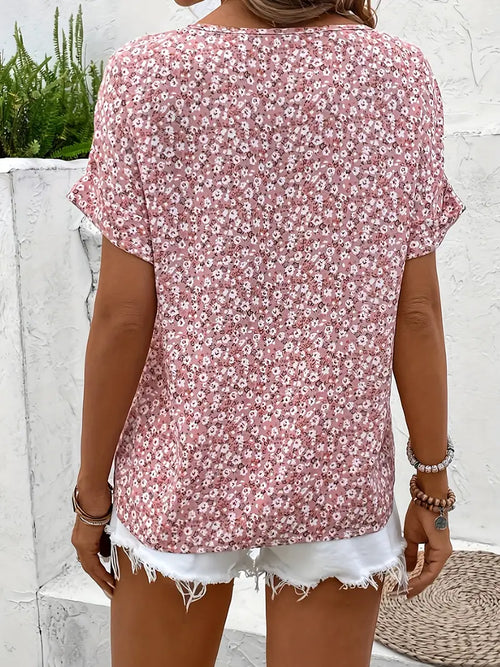Anisa - V-Neck Casual Button T-Shirt
