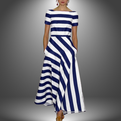 Nadia - Long Stripe Dress, Handmade