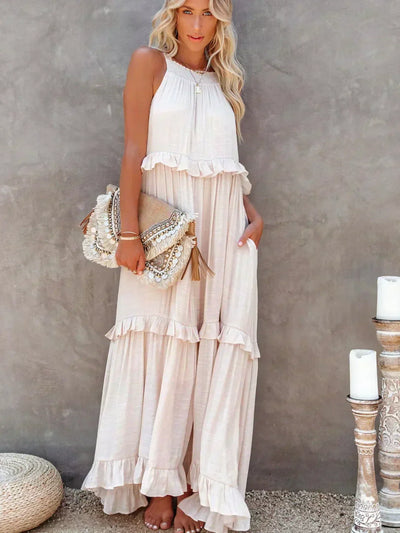 Lana - Chic Ruffle Trim Sleeveless Dress