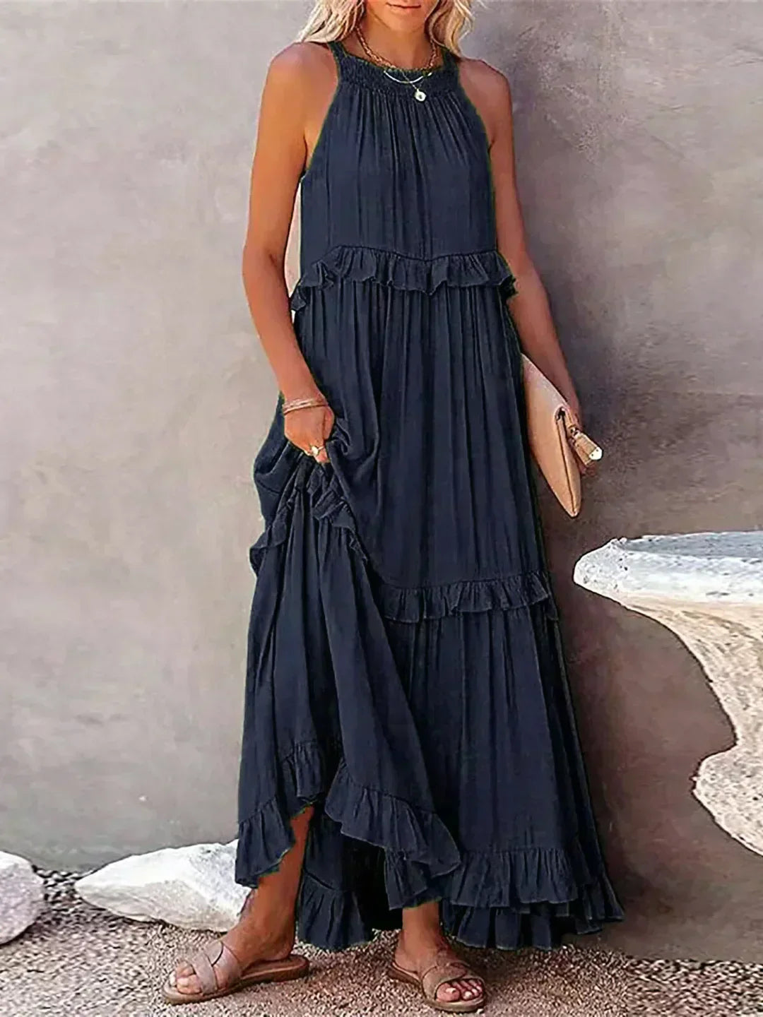 Lana - Chic Ruffle Trim Sleeveless Dress