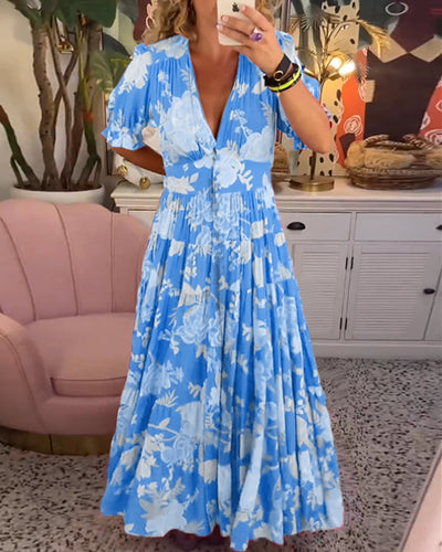 Nina™ | Floral Print V-neck Pocket Dress