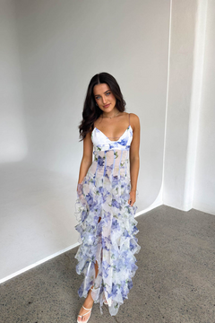 Isabella - Floral Print Spaghetti Straps Maxi Dress