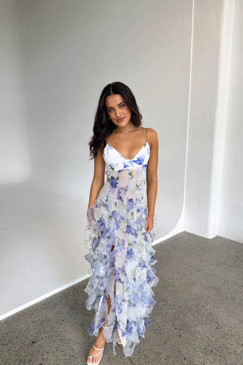 Isabella - Floral Print Spaghetti Straps Maxi Dress