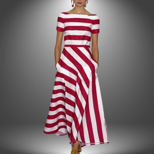 Nadia - Long Stripe Dress, Handmade
