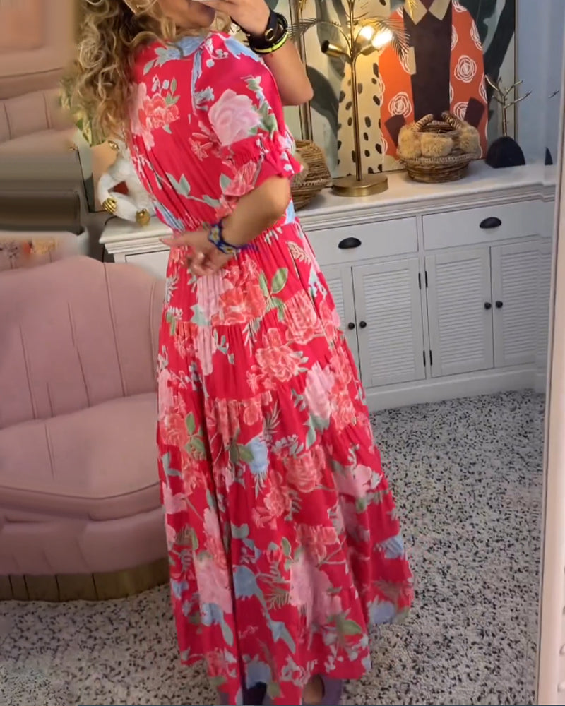 Nina™ | Floral Print V-neck Pocket Dress