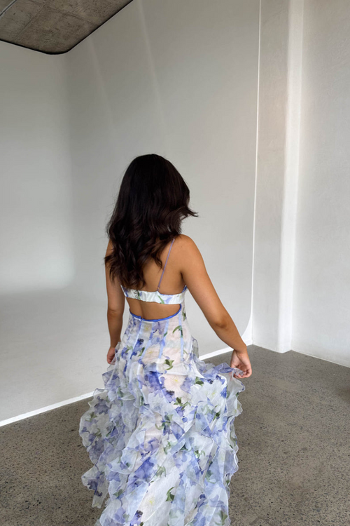 Isabella - Floral Print Spaghetti Straps Maxi Dress