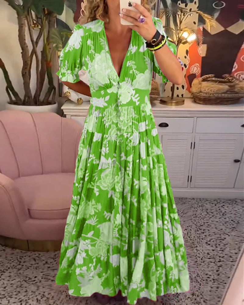 Nina™ | Floral Print V-neck Pocket Dress