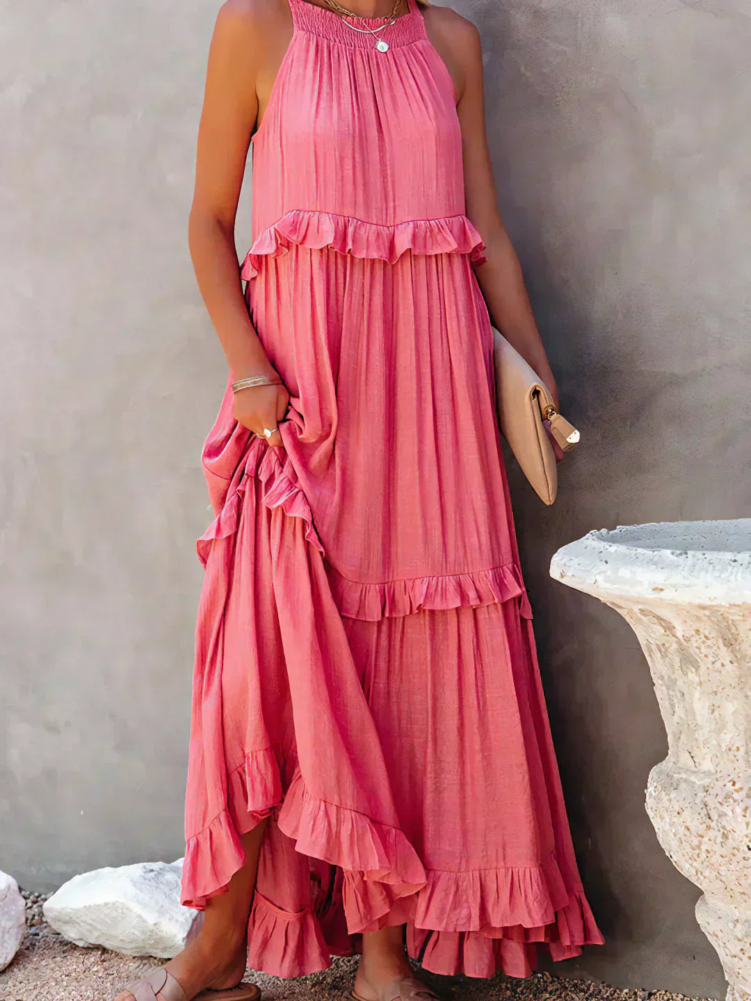 Lana - Chic Ruffle Trim Sleeveless Dress