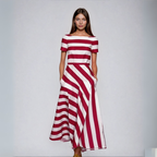 Nadia - Long Stripe Dress, Handmade