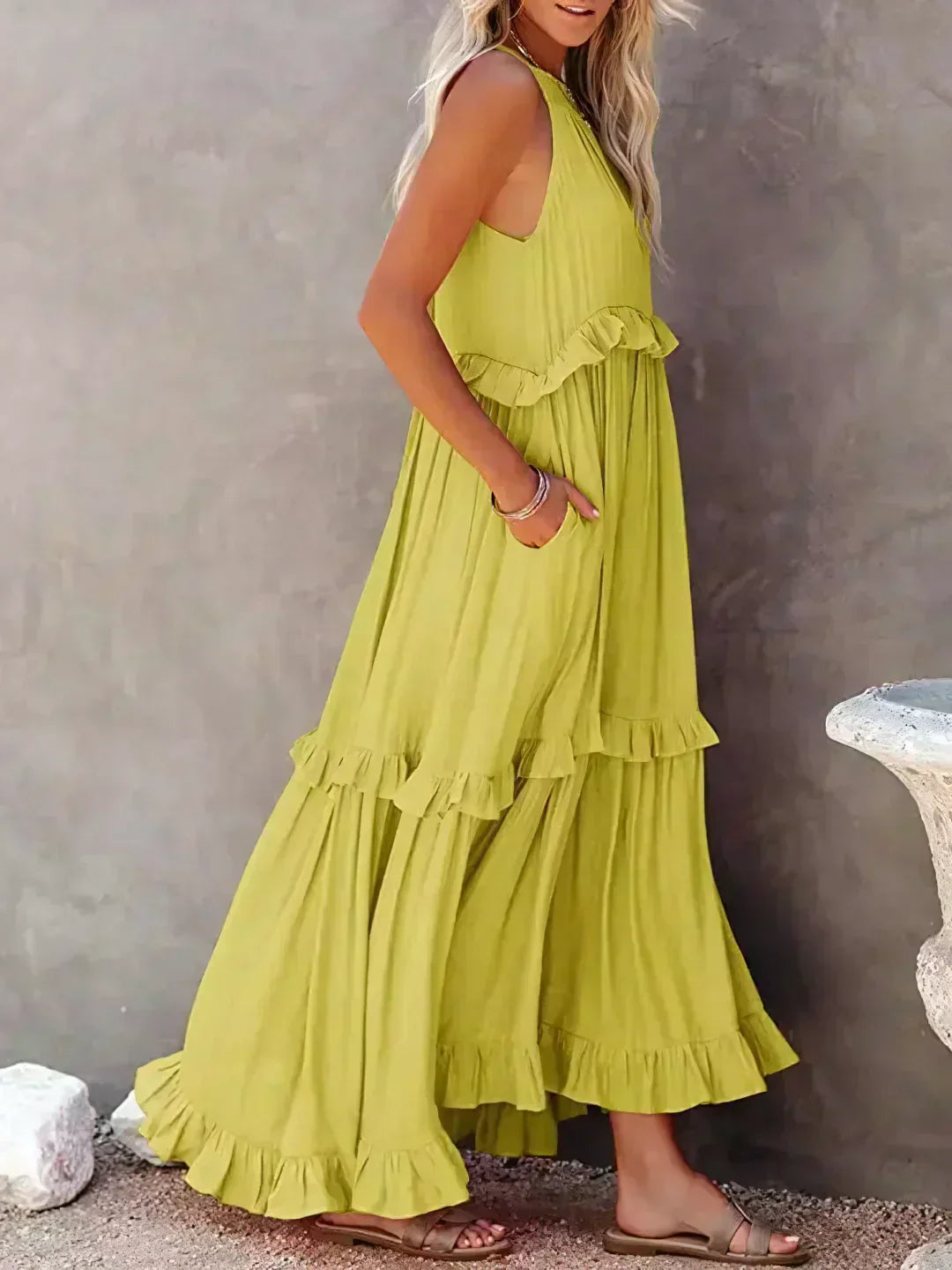 Lana - Chic Ruffle Trim Sleeveless Dress
