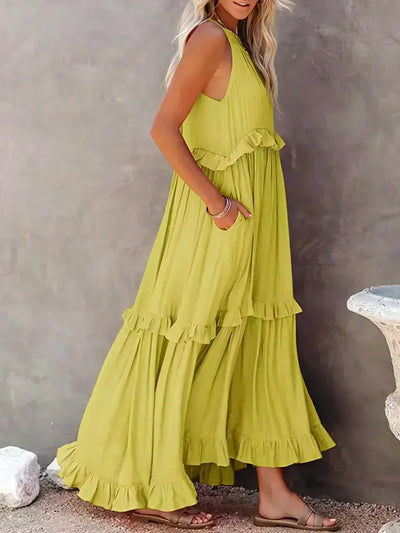 Lana - Chic Ruffle Trim Sleeveless Dress