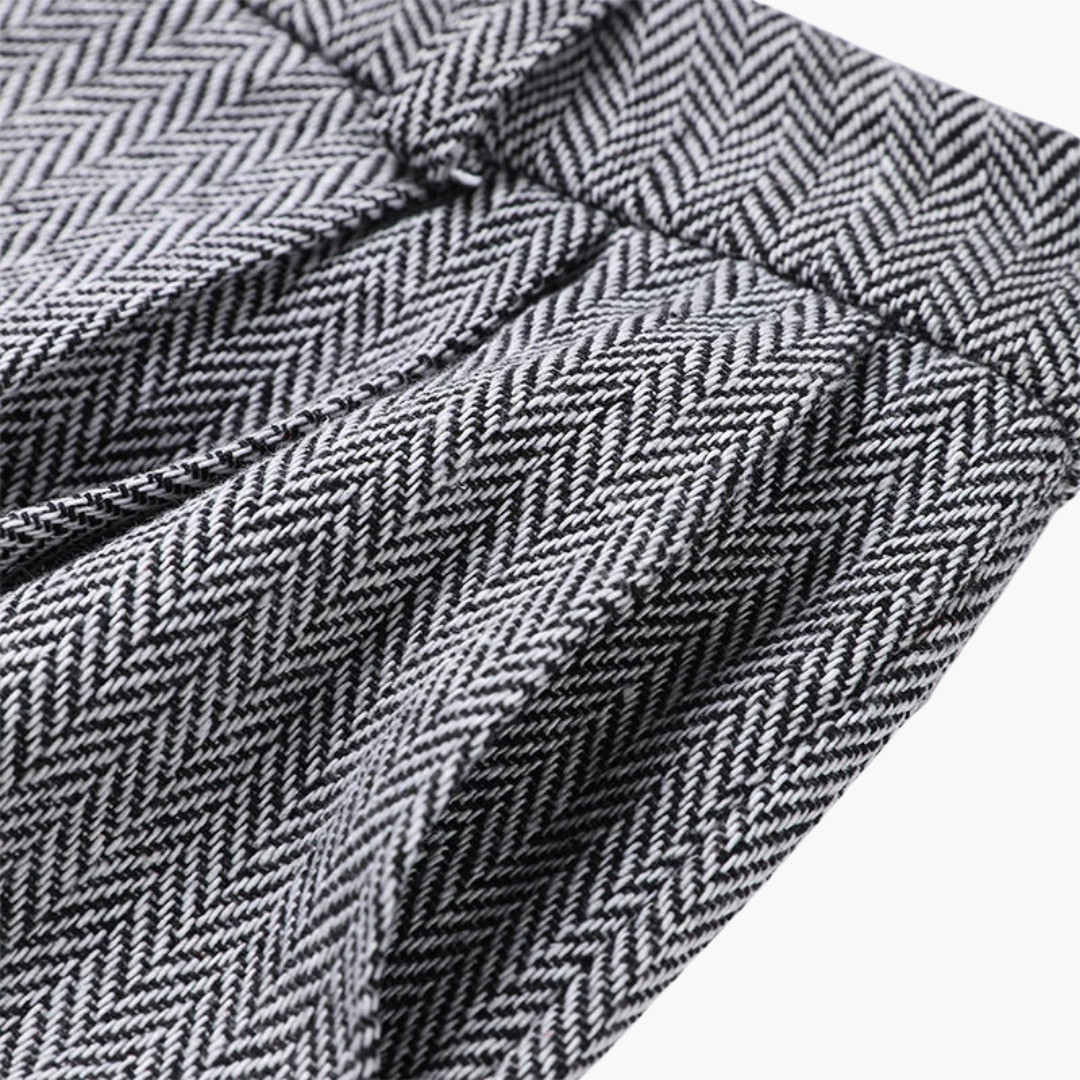 Ivonna - Elegant Fishbone Pattern 3-Piece Suit