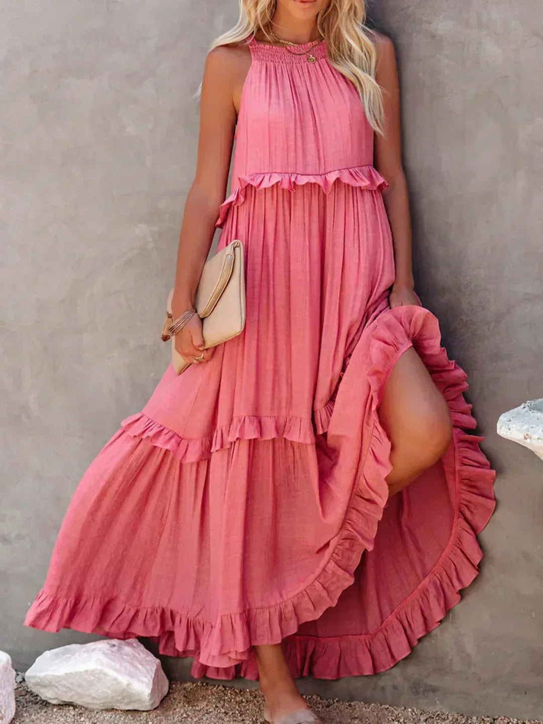 Lana - Chic Ruffle Trim Sleeveless Dress