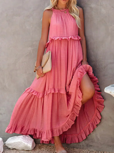 Lana - Chic Ruffle Trim Sleeveless Dress