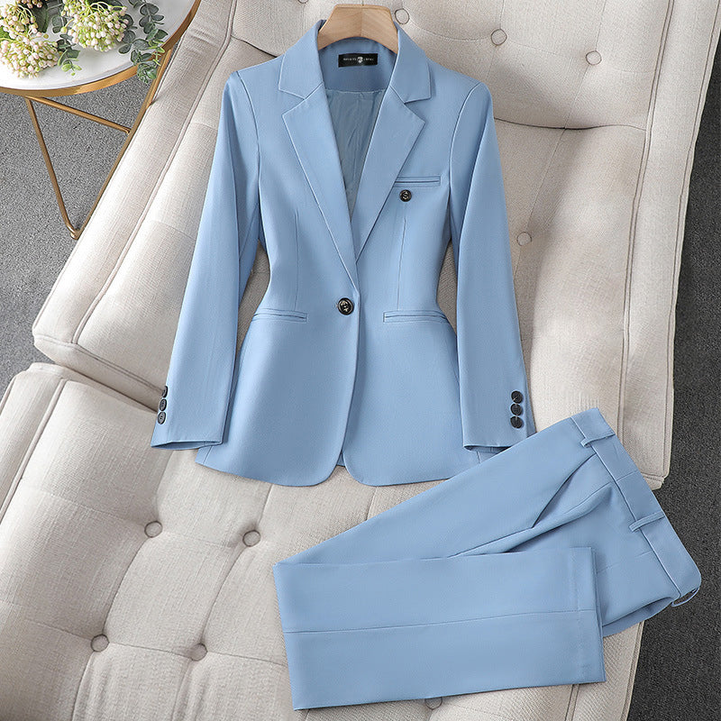 Pemella - Elegant Women’s Single-Button Long Sleeve Blazer & Pants Set