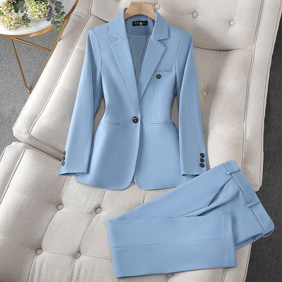 Pemella - Elegant Women’s Single-Button Long Sleeve Blazer & Pants Set