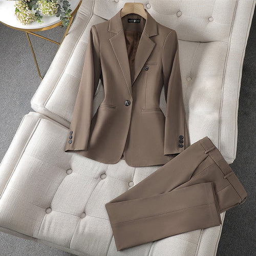 Pemella - Elegant Women’s Single-Button Long Sleeve Blazer & Pants Set
