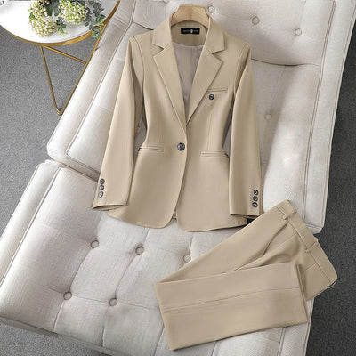 Pemella - Elegant Women’s Single-Button Long Sleeve Blazer & Pants Set