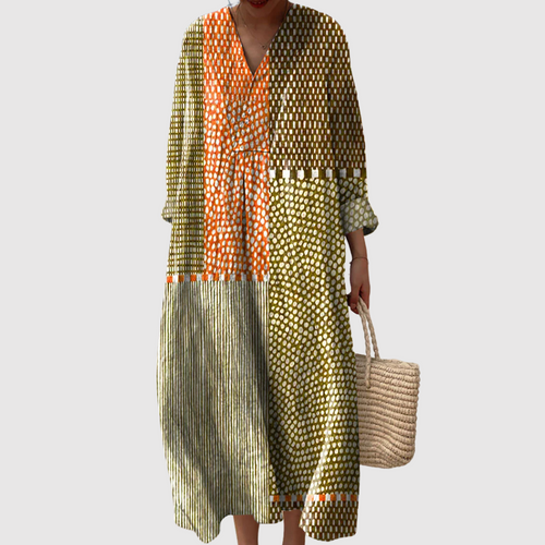 Raelynn - Patchwork Dot & Stripe Maxi Dress