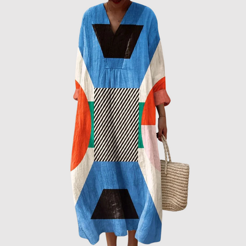 Aaliyah - Geometric Muse Oversized Midi Dress