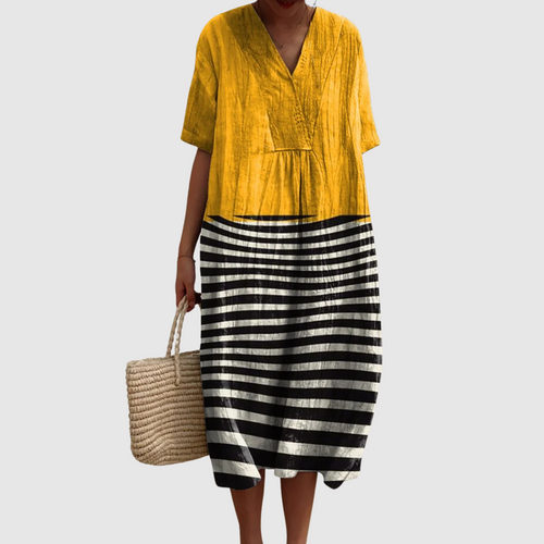 Abigail - Striped Contrast Midi Dress