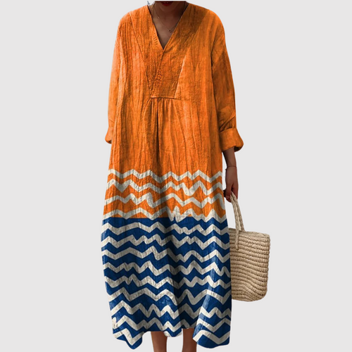 Brielle - Sunset Wave Long Sleeve Midi Dress