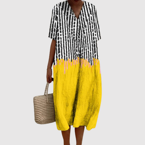Hailey - Ink Drip Contrast Midi Dress