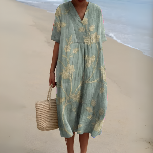 Alexandra - Sage Vine Embroidered Midi Dress