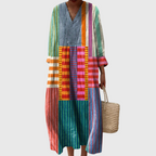 Maisie - Bold Multicolor Stripe Patch Dress