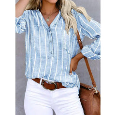 Britney - Stylish Striped Button-Up Top